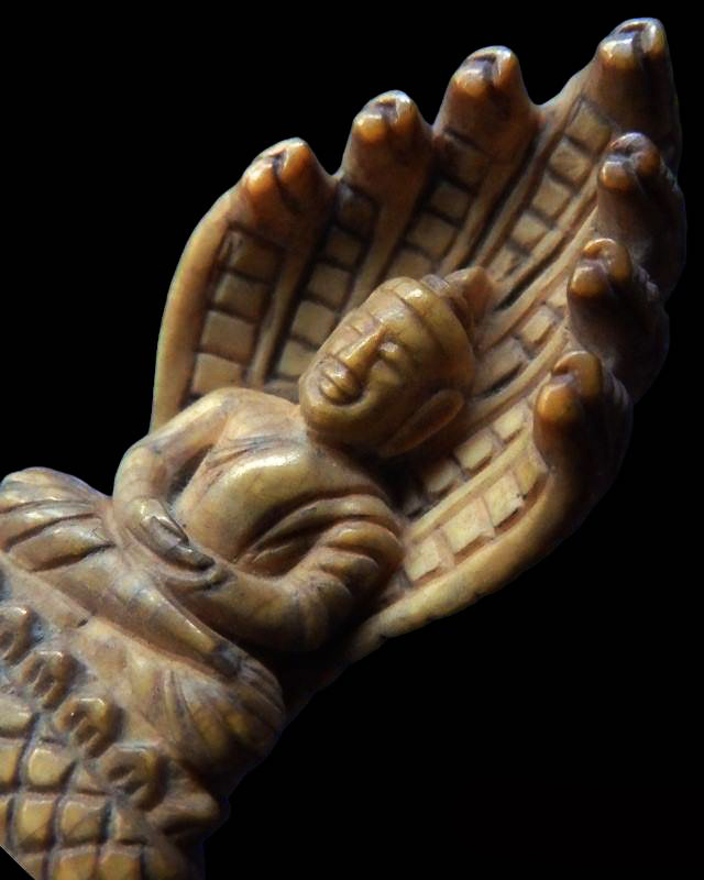 พระนาคปรก งาช้างแกะเก่า ถึงยุคหลวงพ่อเดิม วัดหนองโพธิ์ สูงเกือบ 4 ซ.ม.+บัตร DD-Pra