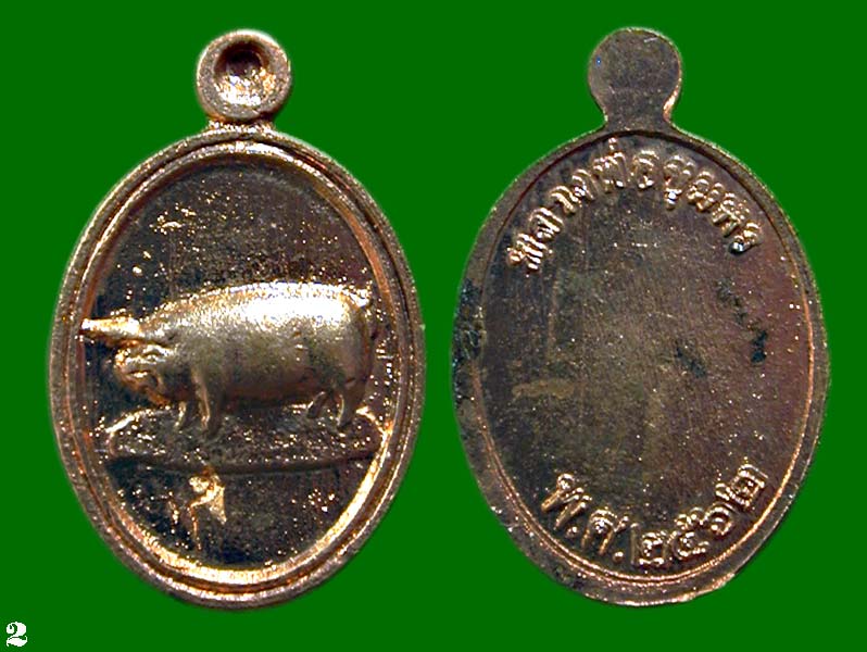 เหรียญหมูเนื้อทองแดง หลวงพ่อชุมพร วัดป่าอรุณธรรม กาฬสินธุ์.......เคาะเดียวแดง                   