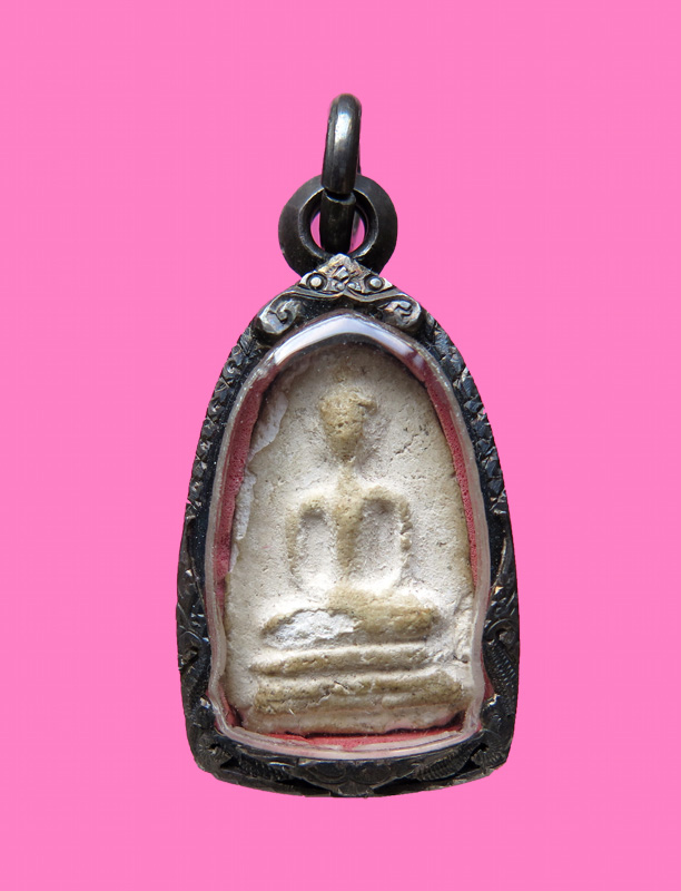 พระกรุวัดเงินคลองเตย พิมพ์เล็บมือฐานสูง พร้อมตลับเงินงานมือ