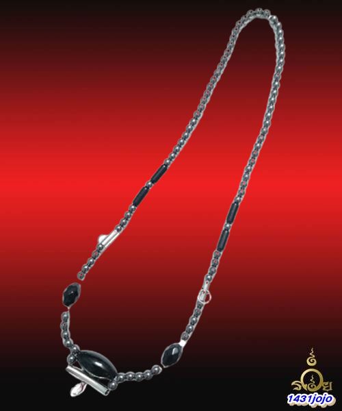 สร้อยคอหินแร่ ขนาด 6 มม. ห้อยพระได้ 3 องค์ ความยาว 24 นิ้ว สวมหัวได้