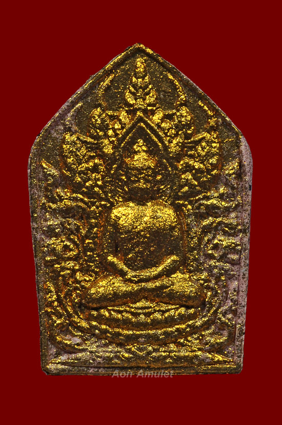 ขุนแผนพุทธเทวามหาเศรษฐีพิมพ์เล็กเนื้อว่านสบู่เลือดทาทอง หลวงพ่อมนัส มนฺตชาโต พ.ศ.2558 หมายเลข 1397