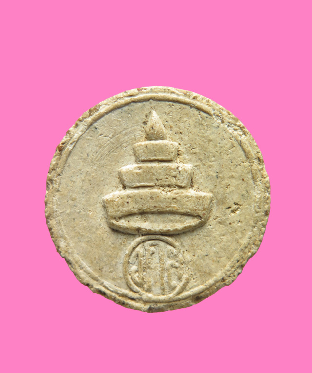 พระผง รูปเหมือน พิมพ์จันลอย หลังฉัตรสามชั้น  อักษรย่อ ว ก ส