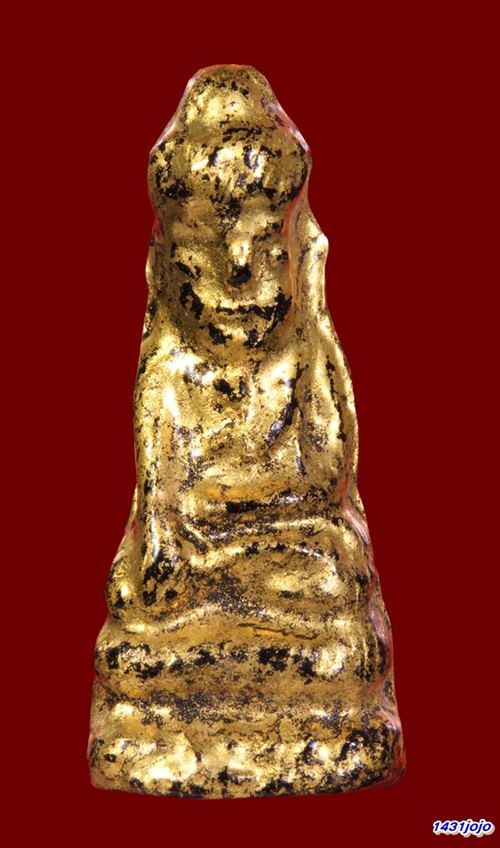 พระบัวเข็ม กรุวัดชนะสงคราม จ.กทม. ปี2495 เนื้อผงคลุกรัก ปิดทองเก่า +บัตร 