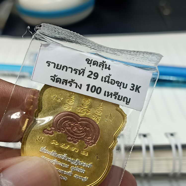 เหรียญเสมา 92 ปี หลวงปู่สมาน ที่พักสงฆ์เขายางหัก จ.ราชบุรี ปี 2566 เนื้อชุบ 3K รก.29 หมายเลข 57