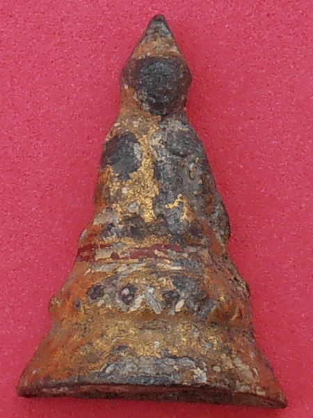 พระเนื้อชินหล่อโบราณ ปิดทองเก่า ฐาน ๑ นิ้ว (ไม่ทราบที่)