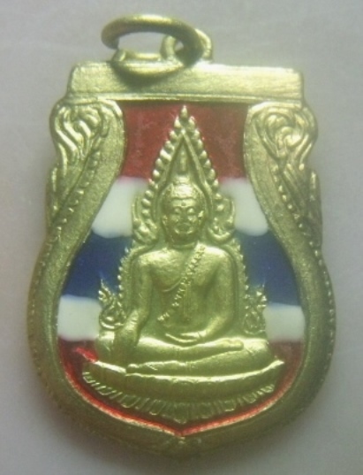 **เบาๆ**เหรียญเสมาพระพุทธชินราช หลังอกเลา วัดพระศรีรัตนมหาธาตุ จ.พิษณุโลก**ลงยาลายธงชาติ สวยๆ