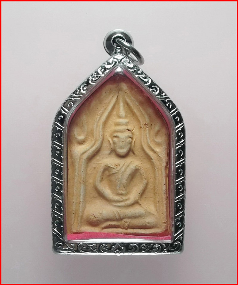 พระขุนแผน พิมพ์ทรงพลเล็ก รุ่นแรก ยุทธหัตถี 414 จ.สุพรรณบุรี  ปี 2548 พร้อมกรอบสแตนเลส-L1