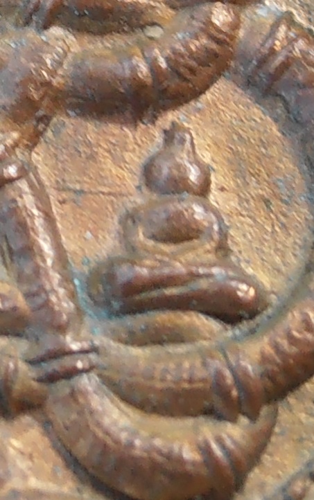 เหรียญนาคเกี้ยว วัดตรีจินดาวัฒนาราม สมุทรสงคราม ปี ๒๕๐๐ รุ่นแรก กะหลั่ยทอง