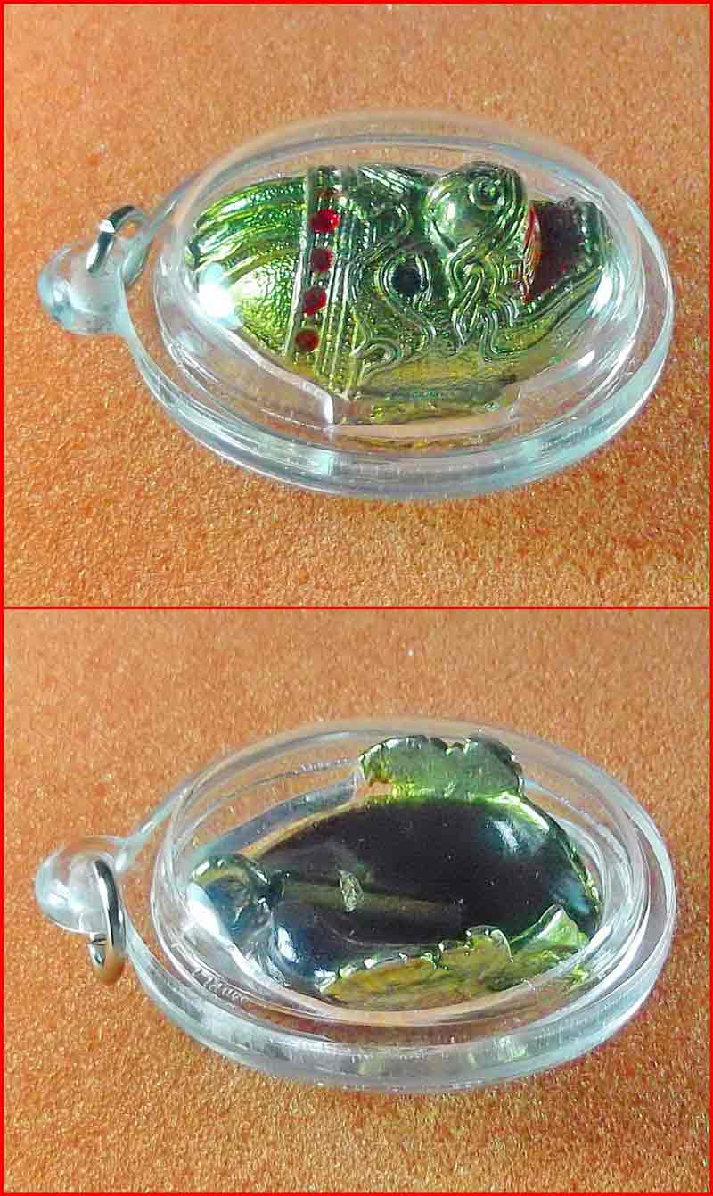 หน้ากากหนุมาน หลังผังตะกรุด หลวงพ่อเพี้ยน วัดเกริ่นกฐิน เนื้อโลหะ ปี 2553 เลี่ยมสวยพร้อมใช้-5 