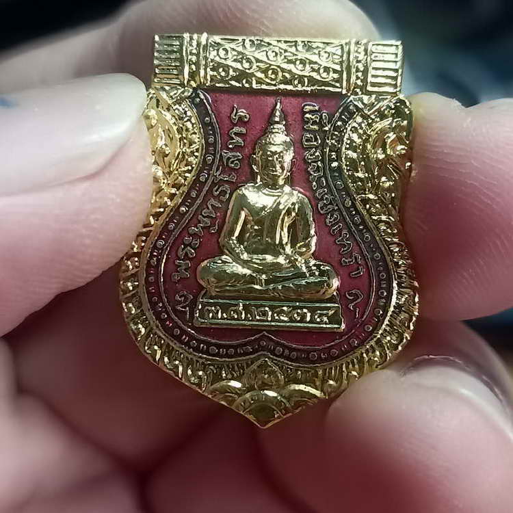 เหรียญเสมา หลวงพ่อโสธร หลังพระพิฆเนศ ผ้าป่าวัดแหลมแค จ.ชลบุรี ปี 2534 กะไหล่ทองลงยาสีแดง สวยใววิ้งๆ