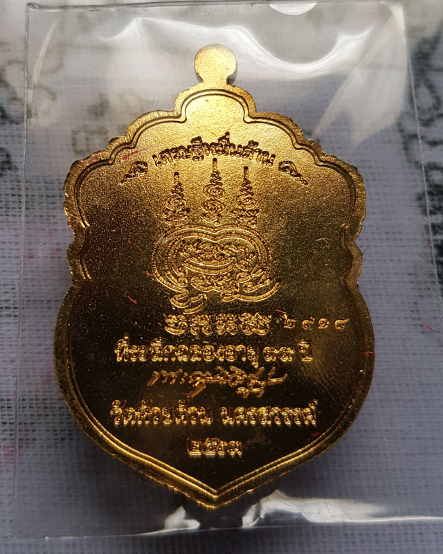 เหรียญเสมาหัวเสือ รุ่นเศรษฐีหมื่นล้าน. หลวงพ่อพัฒน์ วัดห้วยด้วน นครสวรรค์ ปี 2563 พร้อมกล่อง