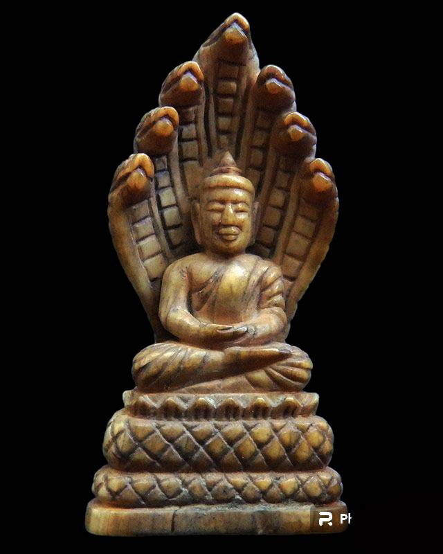 พระนาคปรก งาช้างแกะเก่า ถึงยุคหลวงพ่อเดิม วัดหนองโพธิ์ สูงเกือบ 4 ซ.ม.+บัตร DD-Pra