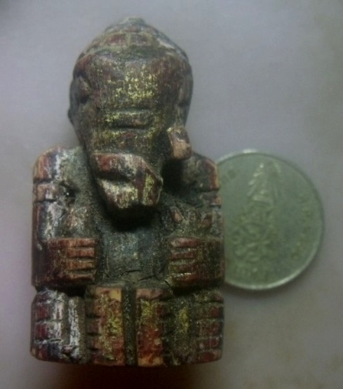 **เบา​ๆ​**พระพิฆเนศ เนื้อไม้แกะ ทาชาดแดงลงรักปิดทอง เก่าๆ เนื้อจัด**สวยๆ