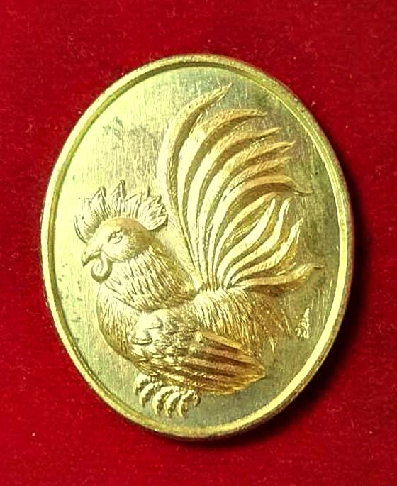 เหรียญไก่ฟ้า หลวงปู่สรวง วัดถ้ำพรหมสวัสดิ์ จ.ลพบุรี เนื้อทองดอกบวบ ปี2559