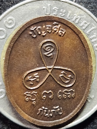 วัดเนินตามาก จ.ชลบุรี เหรียญเม็ดแตง ไร้ห่วง หลวงปู่ม่น ปัญจศีล กันภัย 