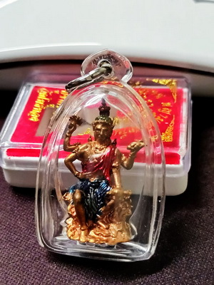 องค์เสด็จปู่มุจรินทร์พญานาคราช ลอยองค์รุ่นแรก "เนื้อทองแดงลงยา" อ.วราห์ วัดโพธิ์ทองเลขสวยพร้อมเลี่ยม