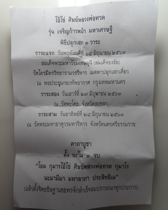 ไอ้ไข่ รุ่นเจริญก้าวหน้า มหาเศรษฐี ปี๒๕๖๓ (ปลุกเสก ๓ วาระ) 