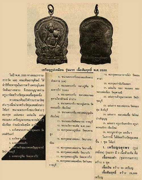 เหรียญจตุพรครูบากองแก้ว รุ่นแรก ปี2520 (เนื้อทองแดงสัมฤทธิ์) วัดต้นยางหลวง จ.เชียงใหม่