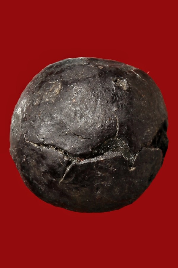 ลูกอมครั่งหลวงพ่อทองศุข วัดโตนดหลวง ขนาดเหรียญ ๑ บาท ด้านในสอดตะกรุดสาริกา