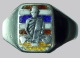 แหวนเงินลงยา ลายธงชาติ หลวงพ่อเดิม วัดหนองโพ จ.นครสวรรค์