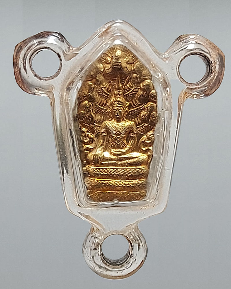 ปรกใบมะขาม หลวงปู่แผ้ว ปวโร พิมพ์พระจักรพรรดิ์ 2 หน้า - 1