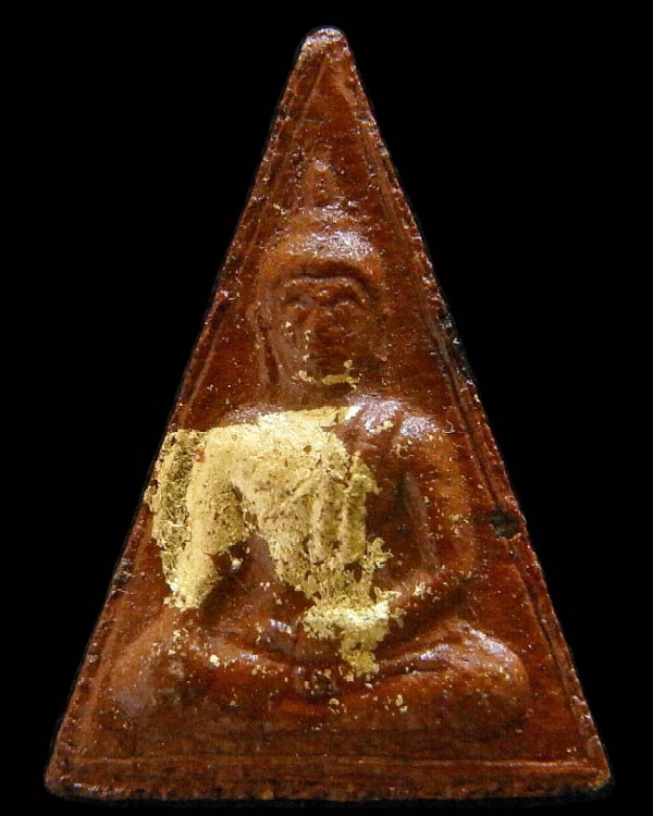 รางวัลที่ 1 รุ่นแรก หลวงพ่อแพ วัดพิกุลทอง ปี 06 นางพญา เนื้อดินเผาเคลือบ หลังยันต์พุฒซ้อน สวยกริบ - 1