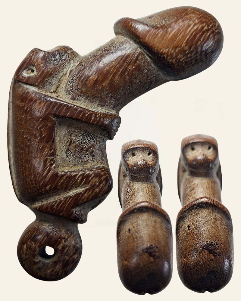 ลิงขี่ปลัดขิก  เนื้อไม้เก่า - 1