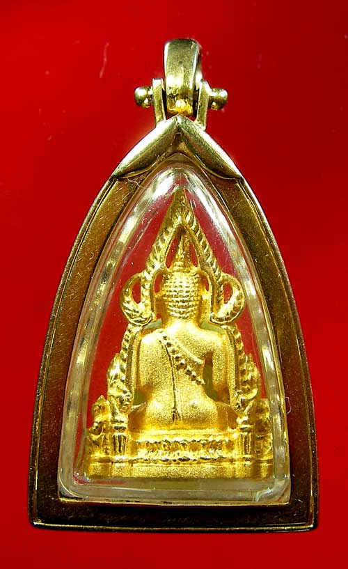 พระะพุทธชินราช เนื้อทองคำ พร้อมกรอบทองฝังเพชร - 3