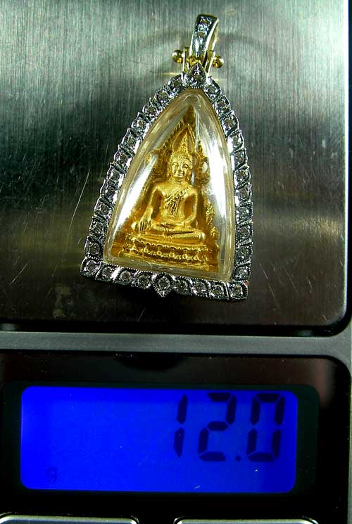พระะพุทธชินราช เนื้อทองคำ พร้อมกรอบทองฝังเพชร - 4