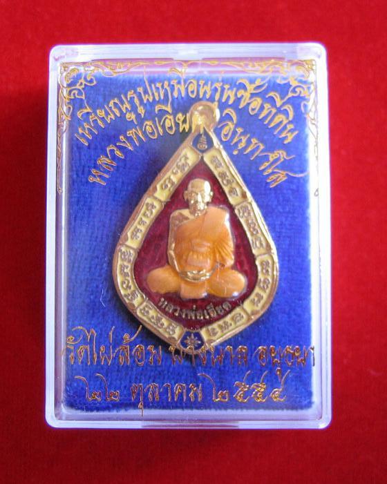 เหรียญรูปเหมือน รุ่นซื้อที่ดิน เนื้อกะไหล่ลงยา หลวงพ่อเอียด ปี54 ตอกโค๊ตที่หูเหรียญ และหมายเลข 489  - 5