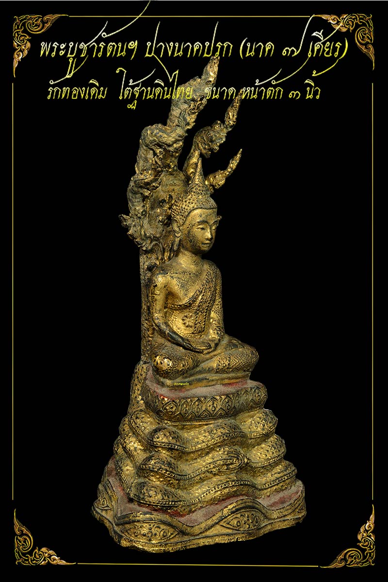 พระบูชารัตนฯ ปางนาตปรก องค์นี้นาคปรก 7 เศียร สภาพรักทองสมบูรณ์เดิม ๆ มาแล้วจ้า  - 2