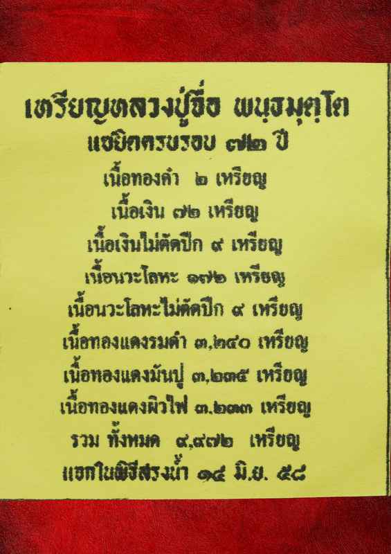 หลวงปู่จื่อ พฺนธมุตโต รุ่นสรงน้ำ แซยิดครบ ๖ รอบ ๗๒ ปี เนื้อเนวะ ปี ๒๕๕๘ - 3