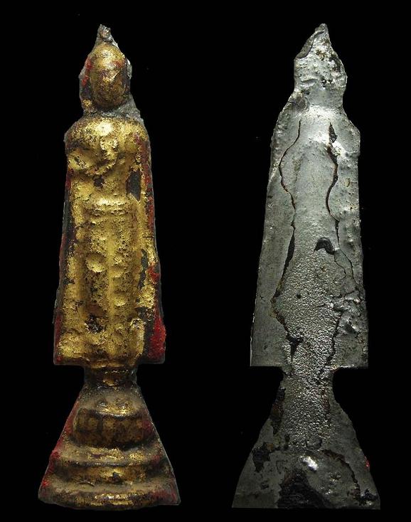 พระร่วงยืนประทานพร ปิดทองสวยๆเดิมๆ เนื้อชินเงิน จ.อยุธยา - 3