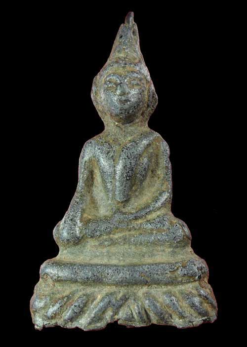 พระอู่ทองนั่งฐานเขียง บัวชั้นเดียว เนื้อชิน - 1