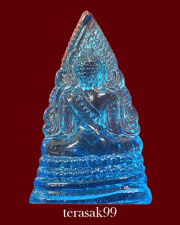 พระพุทธชินราช หลวงพรหมโยธี ปี2493 เนื้อแก้วสีฟ้า ราคาเบาๆ - 2
