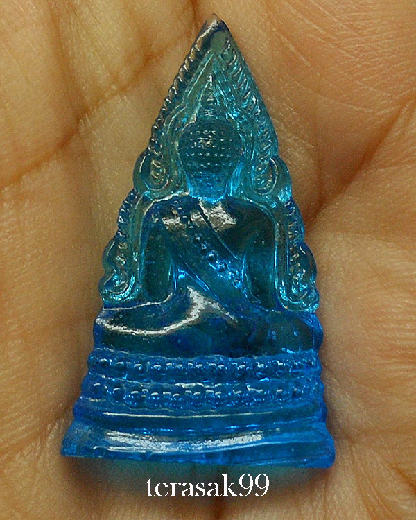 พระพุทธชินราช หลวงพรหมโยธี ปี2493 เนื้อแก้วสีฟ้า ราคาเบาๆ - 5