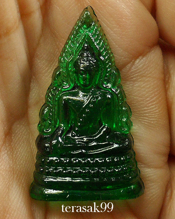 พระพุทธชินราช หลวงพรหมโยธี ปี2493 เนื้อแก้วสีเขียว ราคาเบาๆ - 4