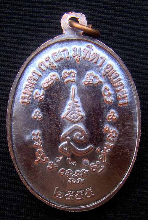 เหรียญหลวงปู่บุญ ปริปุนฺณสีโล เบอร์ 420 เนื้อทองแดงรมดำ รุ่นโภคทรัพย์ วัดปอแดงสร้าง ปี 55 - 2