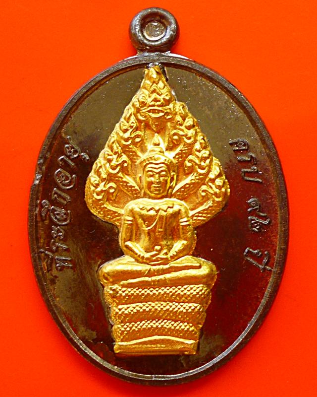 เหรียญนาคปรกหลวงปู่เก่ง ธนวโรนวะหน้าทอง - 1