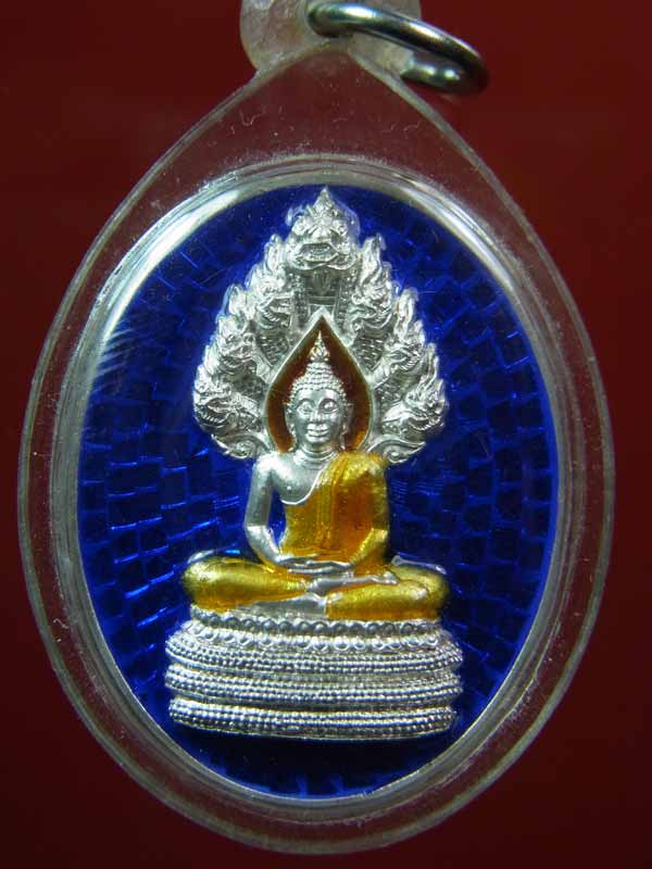 เหรียญพระนาคปรก รุ่นแรก หลวงพ่อดำ โชติวโร วัดเขาพลูทอง สอยดาว จันทบุรี เนื้อเงินลงยา - 1