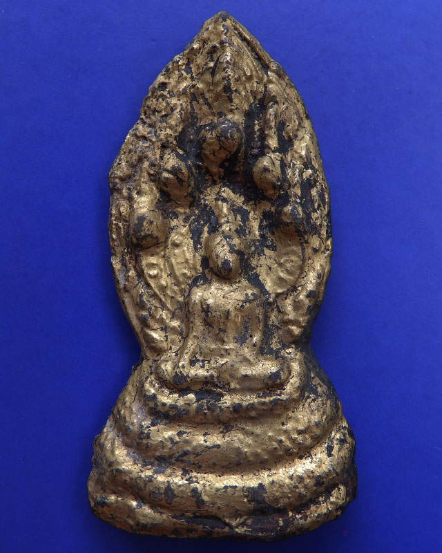 6.พระโคนสมอเนื้อดินพิมพ์นาคปรก กรุวังหน้า ลงรักปิดทอง - 1