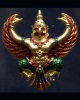 7.สวยดั่งทอง...พญาครุฑ เนื้อทองเหลืองกะไหล่ทองลงยา ขนาด 3.2 x 3.3 ซ.ม.