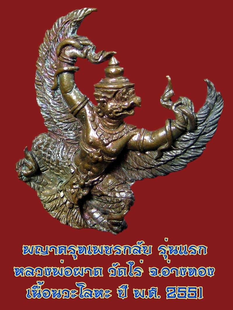 (12) พญาครุฑ รุ่น 1 (เนื้อนวโลหะ) หลวงปู่ผาด วัดไร่ อ่างทอง พ.ศ.2551 - 3