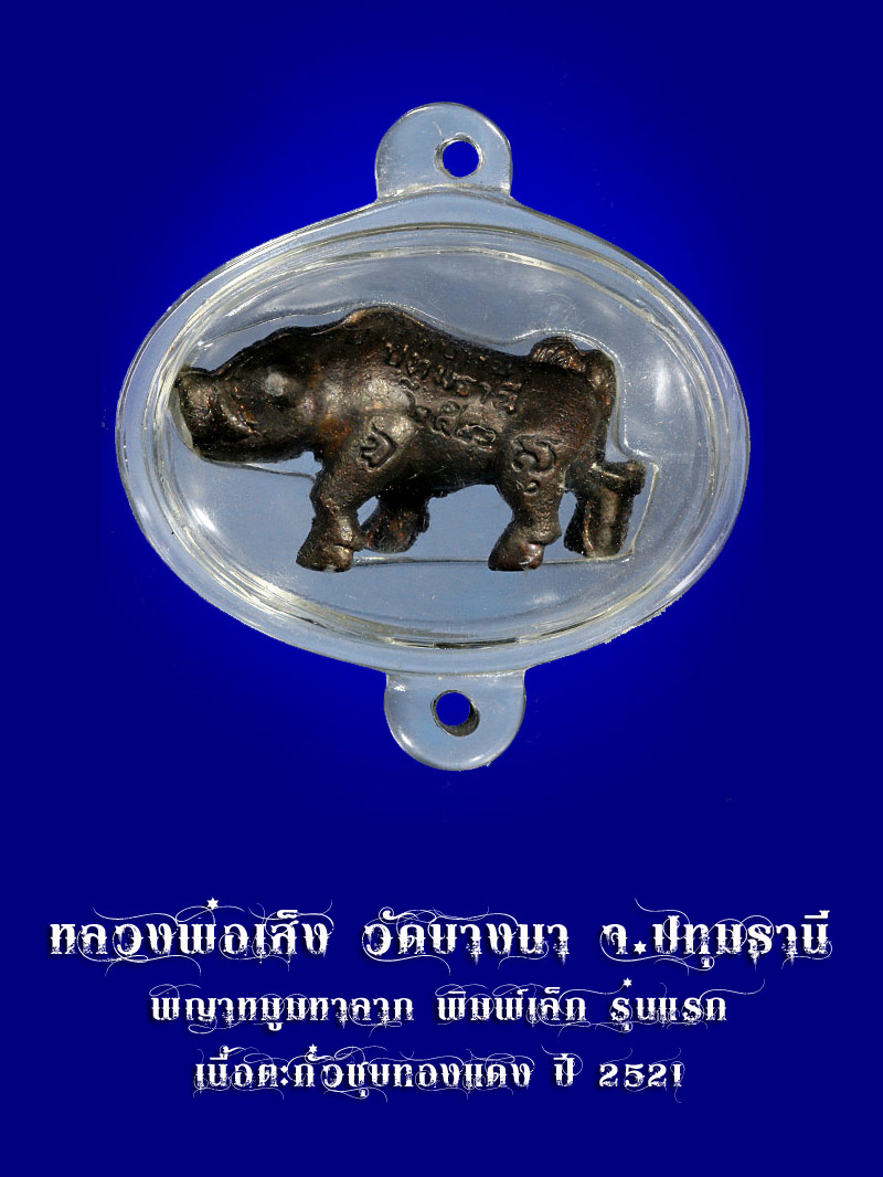 หมูหลวงพ่อเส็งวัดบางนา เนื้อตะกั่วอาบทองแดง พิมพ์เล็ก รุ่นแรก ปี2521 - 1