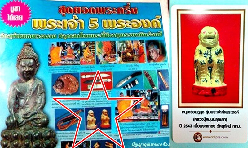 หนุมานชมพูนุช หลวงปู่หมุน ปลุกเสก รุ่นพระเจ้าห้าพระองค์ 5พิธีใหญ่ 2543 เก็บก่อนจะไม่มีให้เก็บครับ - 5