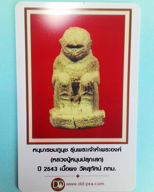 หนุมานชมพูนุช หลวงปู่หมุน ปลุกเสก รุ่นพระเจ้าห้าพระองค์ 5พิธีใหญ่ ปี43 เนื้อผง วัดสุทัศน์ - 5