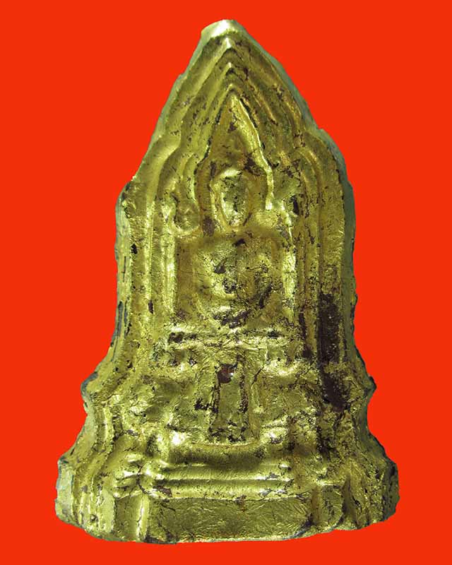 พระโคนสมอ พิมพ์ซุ้มเรือนแก้ว เนื้อดิน ปิดทองเก่า อยุธยา - 1