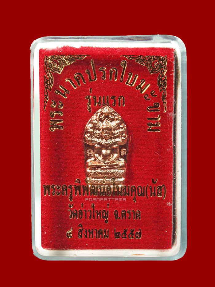 พระนาคปรกใบมะขาม รุ่นแรก เนื้อทองแดง หลวงพ่อนัส วัดอ่าวใหญ่ จ.ตราด (ตอก 2 โค๊ด) #8 - 3