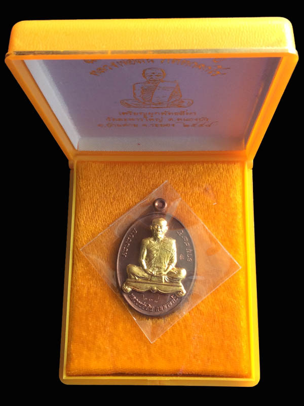 เหรียญรูปไข่ ผูกพัทธสีมา หลวงพ่อสิน นวะหน้าทองคำ หมายเลข 208 - 3