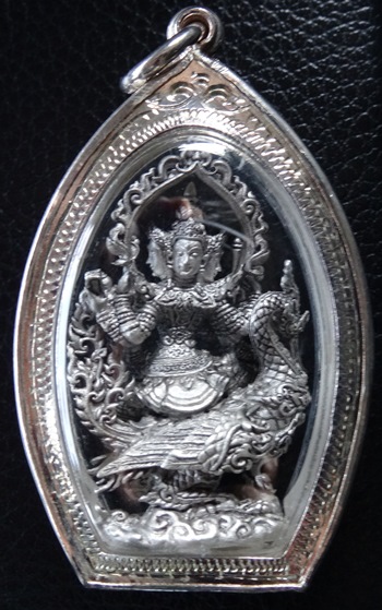 พระพรหมประสิทธิโชคโภคทรัพย์ พิมพ์ใหญ่ลอยองค์เนื้อเงินรมดำ no.208 - 2